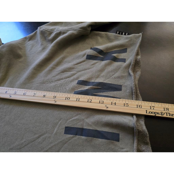 Women's PINK Victoria's Secret Olive Green Cropped Hoodie XS - Picture 3 of 8